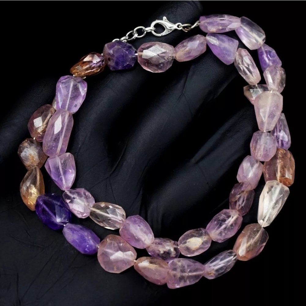 Ametrine 270.00 Cts Amazing Purple Cut Beaded Beads Natural Gemstone Necklace